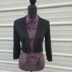 Calvin Klein Rayon Nylon Black Open Front 3/4 Sleeve Soft Knit Shrug Jacket Sz S